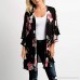 Corriee Womens Floral Print Kimono Summer Chiffon Cardigan Blouse Beachwear Outsuit Lightweight Breathable Cover ups Black B07MM2BN9M